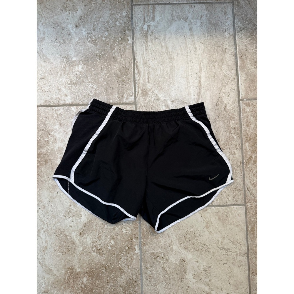 Nike Dri-FIT Kids Running Shorts Black White Trim Small Athletic Gym Track